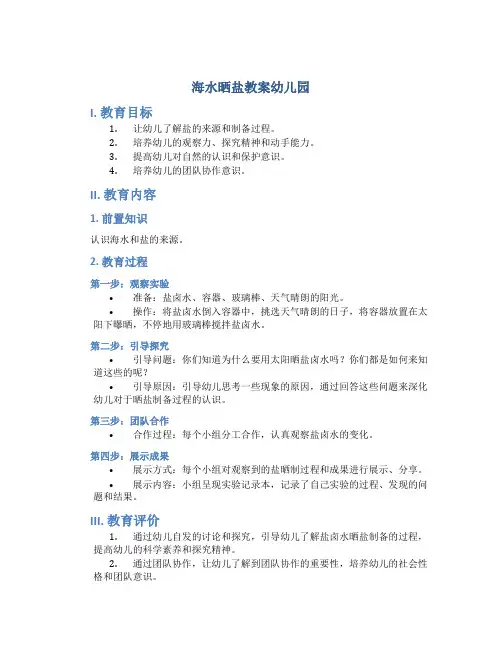 海水晒盐教案幼儿园