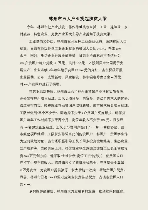 林州市五大产业挑起扶贫大梁