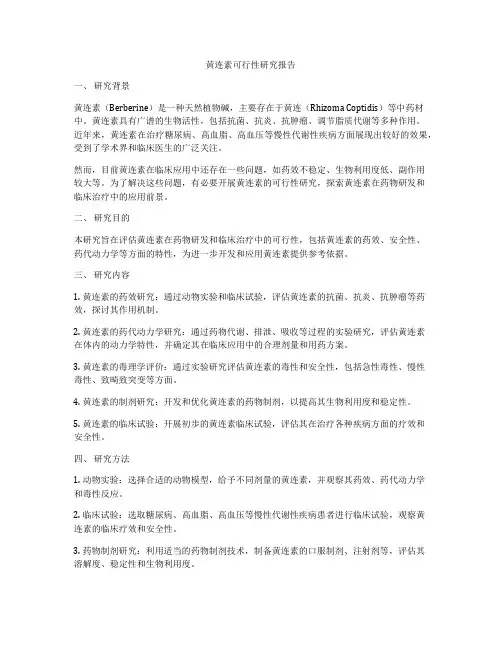 黄连素可行性研究报告