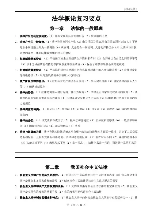 法学概论复习要点