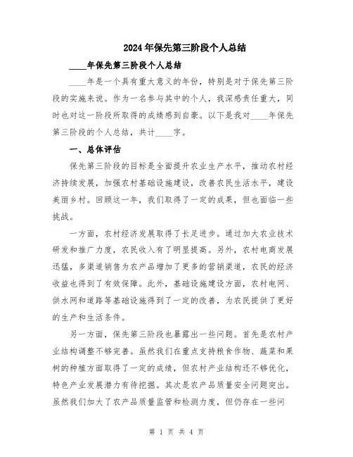 2024年保先第三阶段个人总结
