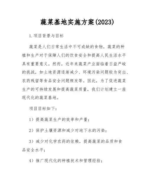 蔬菜基地实施方案(2023)