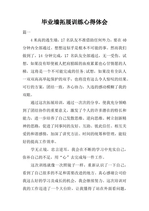 毕业墙拓展训练心得体会