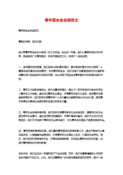 青年联合会总结范文