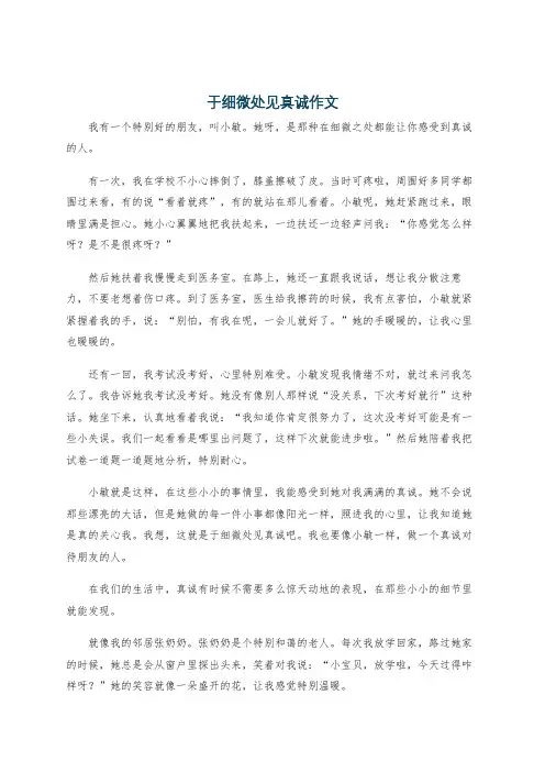 于细微处见真诚作文