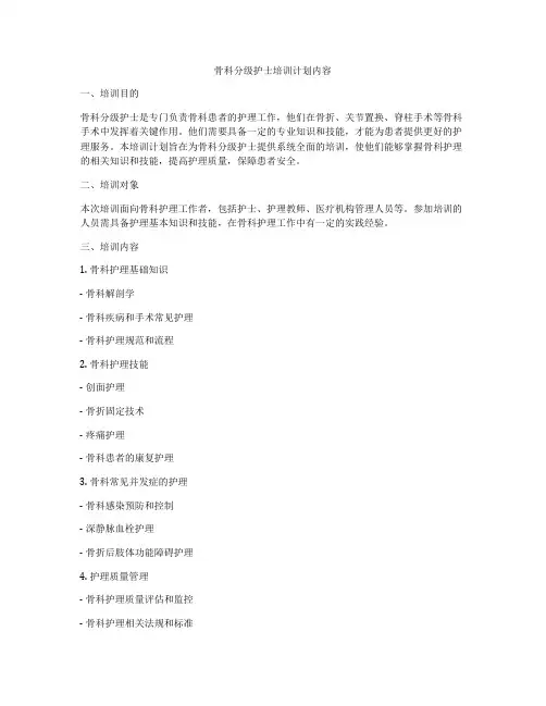 骨科分级护士培训计划内容
