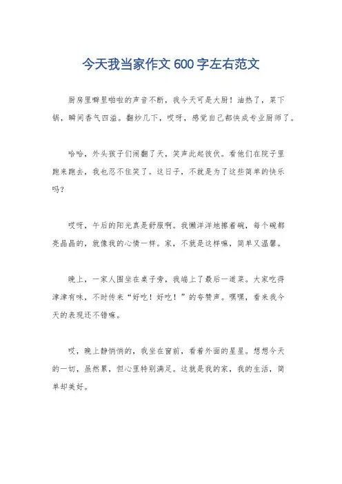 今天我当家作文600字左右范文