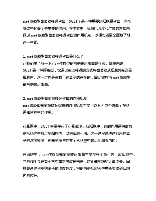 na+依赖型葡萄糖转运蛋白 作用机制