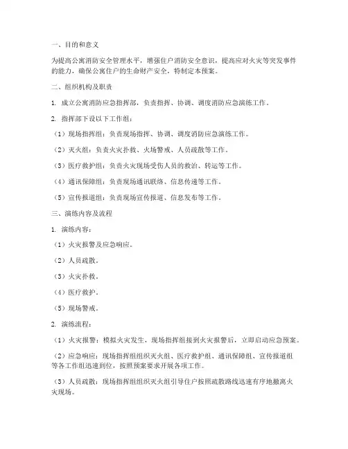 公寓消防应急演练预案范文