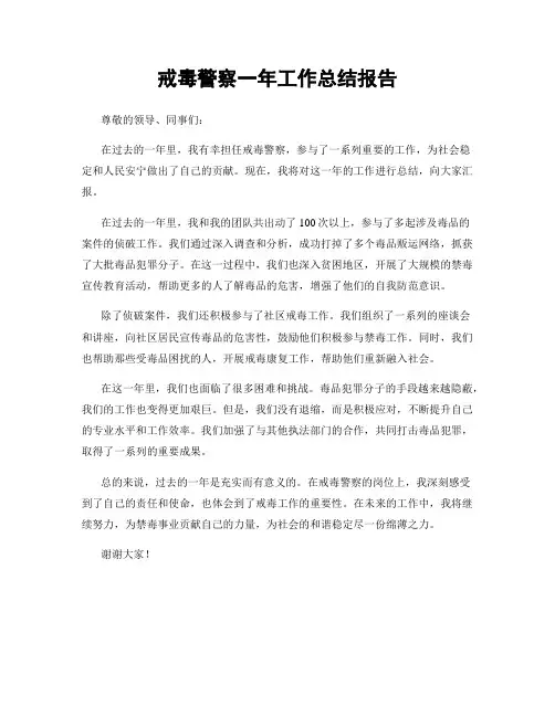 戒毒警察一年工作总结报告