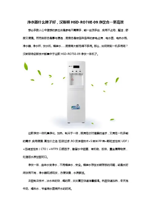 净水器什么牌子好,汉斯顿HSD-RO78E-09净饮合一更高效