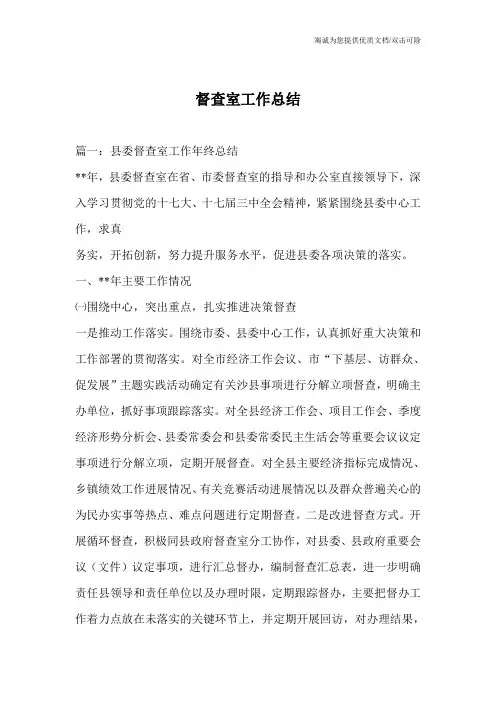 督查室工作总结