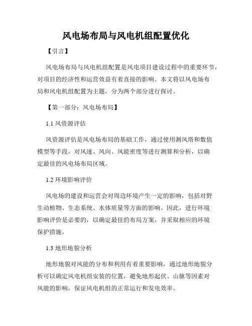 风电场布局与风电机组配置优化