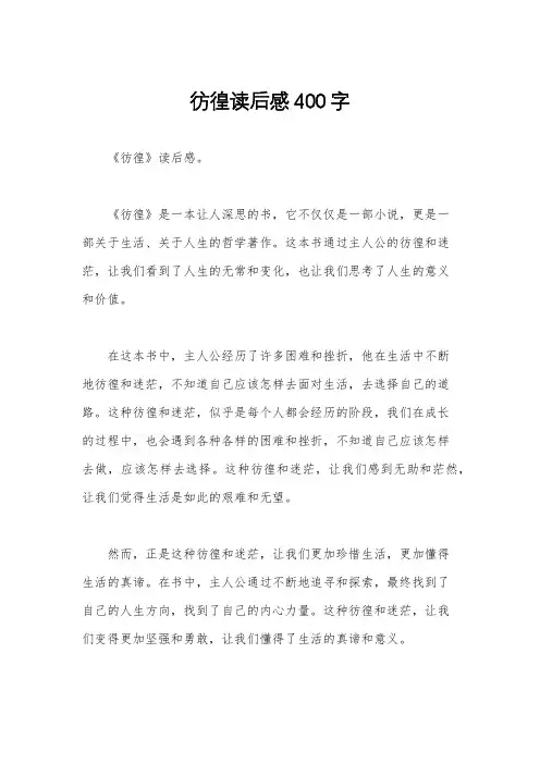 彷徨读后感400字