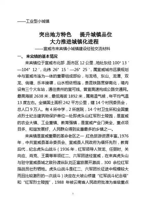 来宾镇小城镇建设经验交流材料2