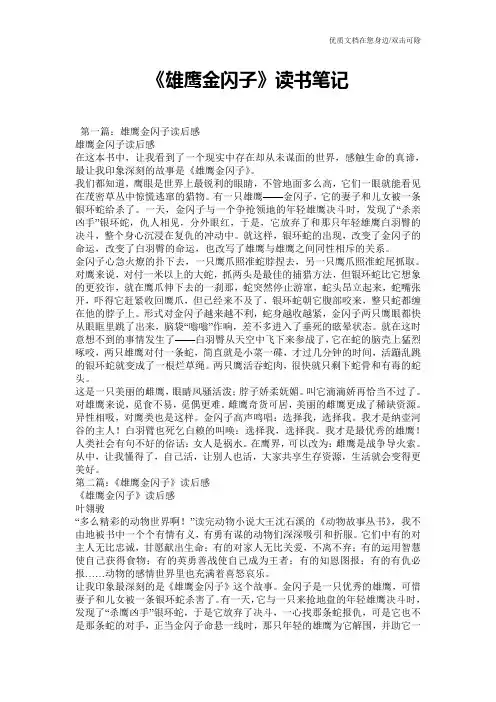 《雄鹰金闪子》读书笔记