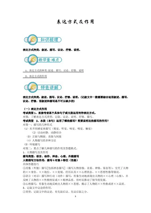 初一语文：五大表达方式及作用