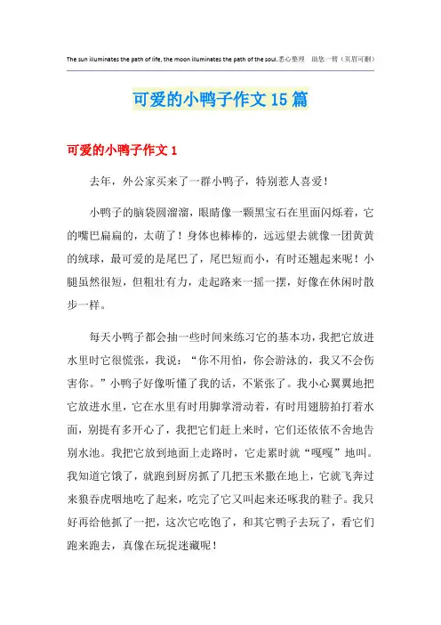 可爱的小鸭子作文15篇