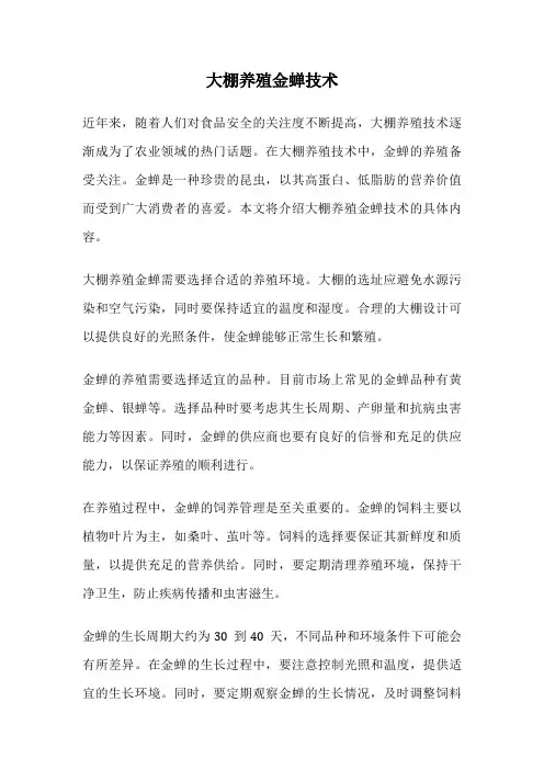 大棚养殖金蝉技术