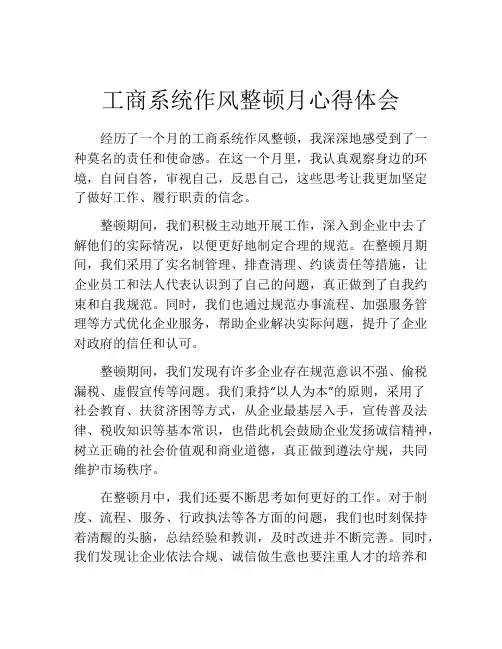 工商系统作风整顿月心得体会