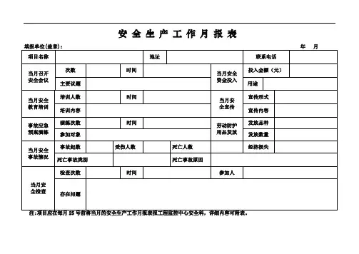 3---安全生产工作月报表
