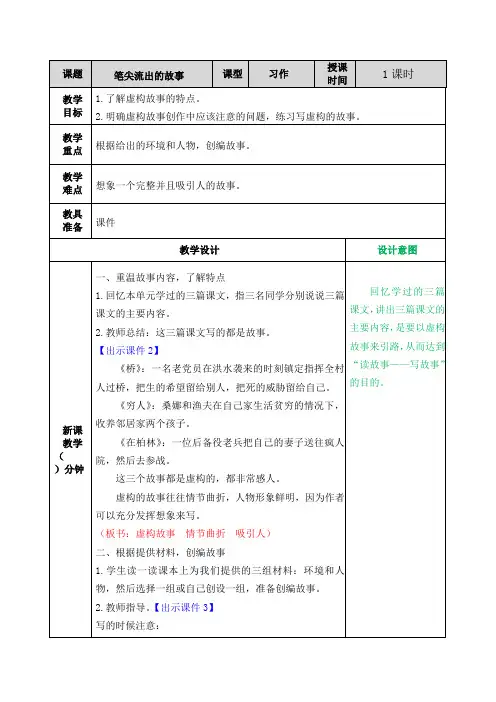 2021部编版六上语文第四单元习作：笔尖流出的故事教学设计