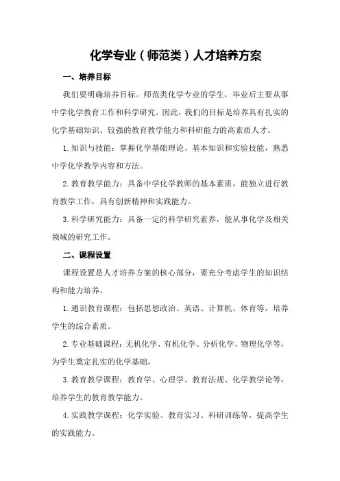 化学专业人才培养方案