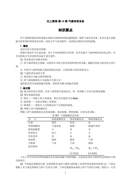化工原理-第10章-气液传质设备