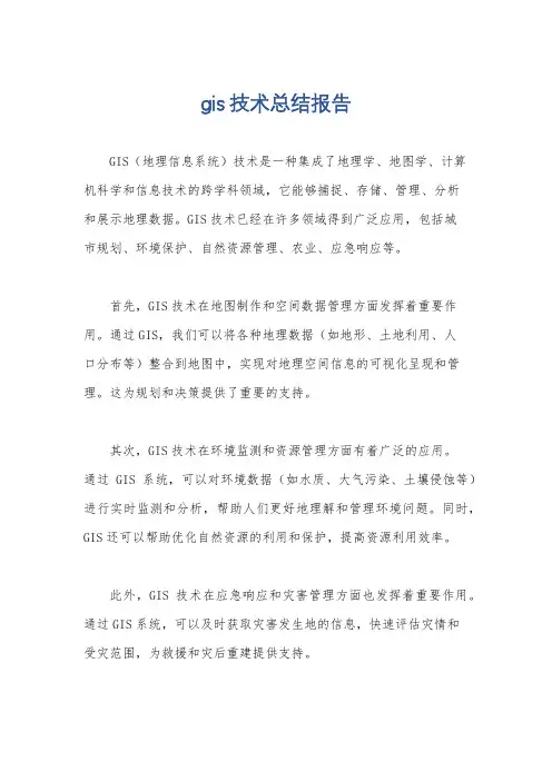 gis技术总结报告