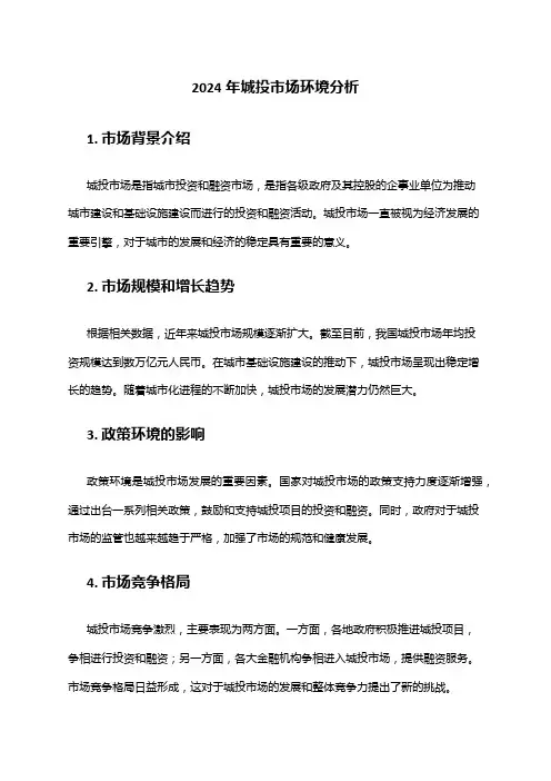 2024年城投市场环境分析