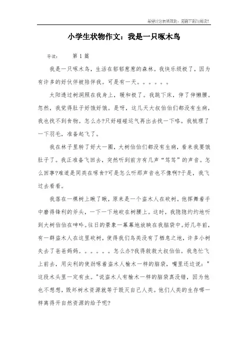 小学生状物作文：我是一只啄木鸟