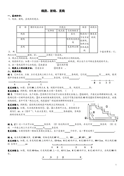平面图形的认识(一)(1)  线段、射线、直线