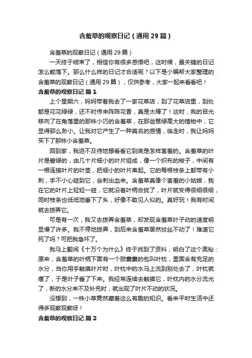 含羞草的观察日记（通用29篇）