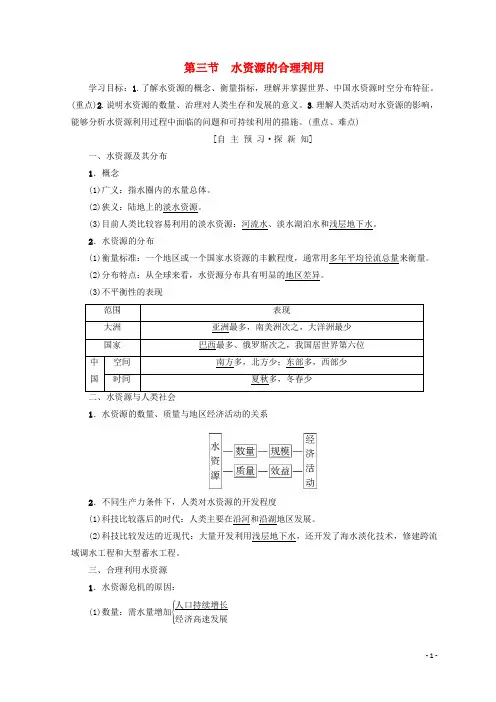 (课标版)2019高中地理 第3章 地球上的水 第3节 水资源的合理利用学案 必修1