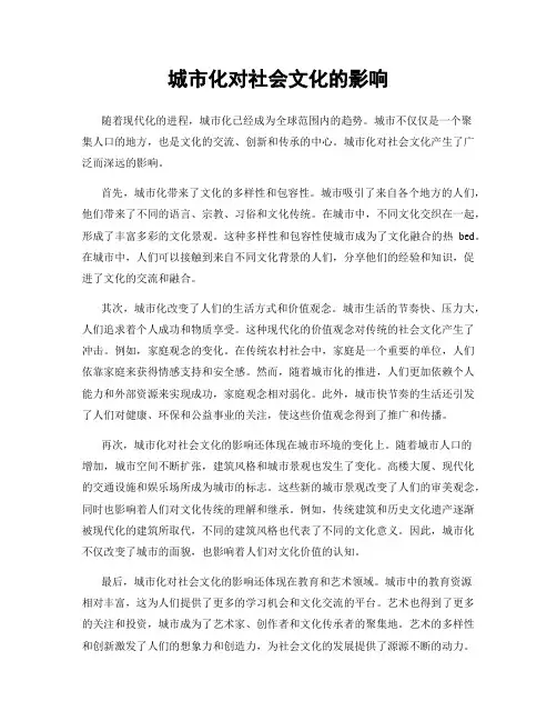 城市化对社会文化的影响