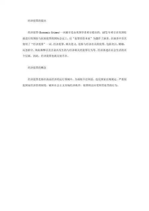 经济犯罪的提出和概念