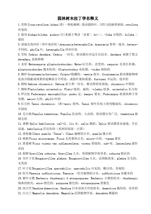 园林树木拉丁学名释义