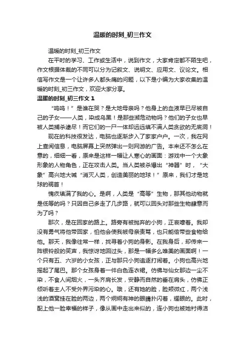 温暖的时刻_初三作文