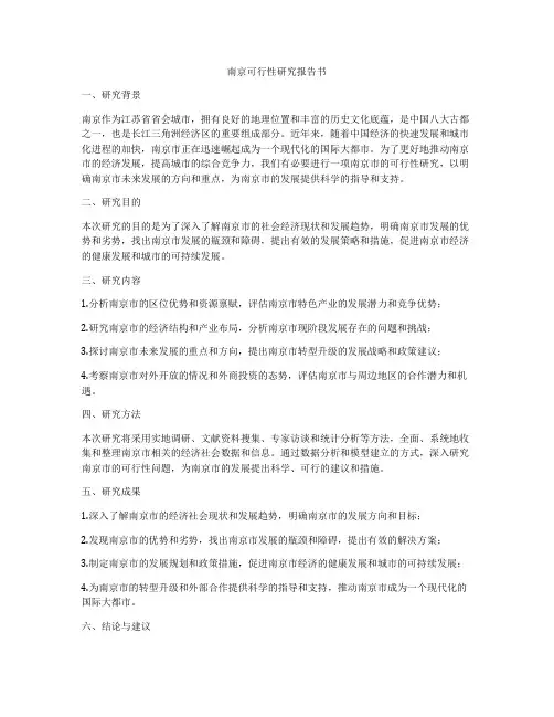 南京可行性研究报告书