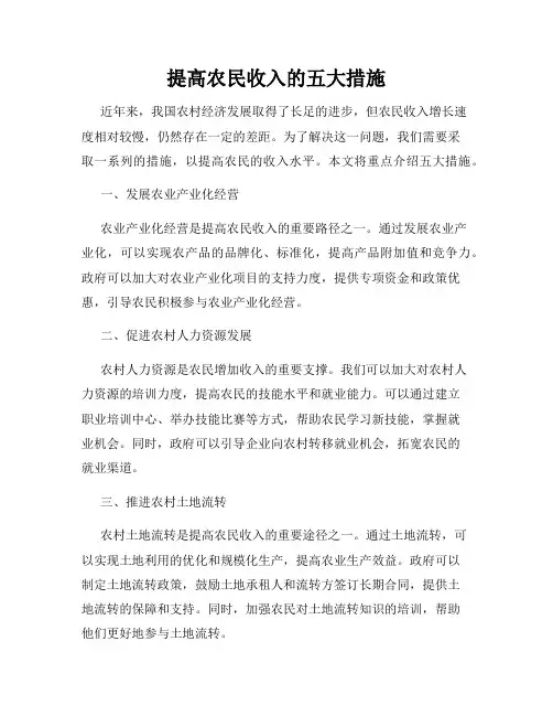 提高农民收入的五大措施