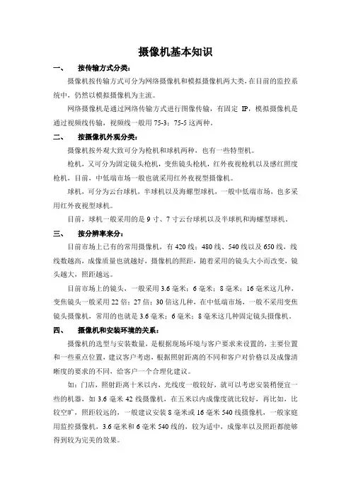 摄像机基本知识