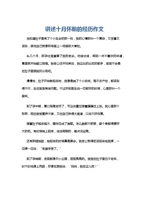 讲述十月怀胎的经历作文