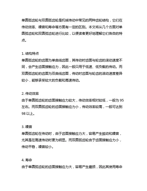 单圆弧齿轮与双圆弧齿轮的区别