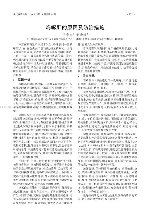 鸡啄肛的原因及防治措施