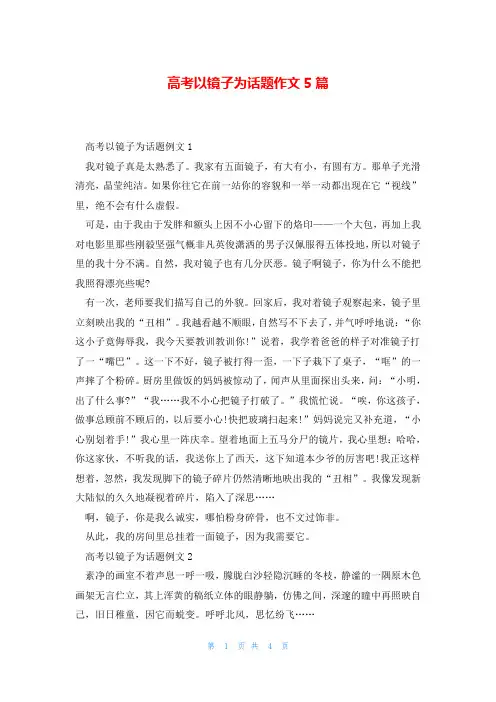 高考以镜子为话题作文5篇