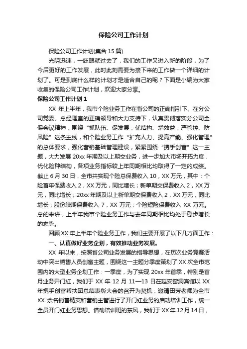 保险公司工作计划