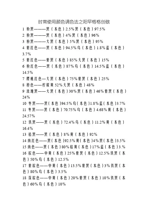 常用颜色调色法+颜色调配表-颜料调色表大全