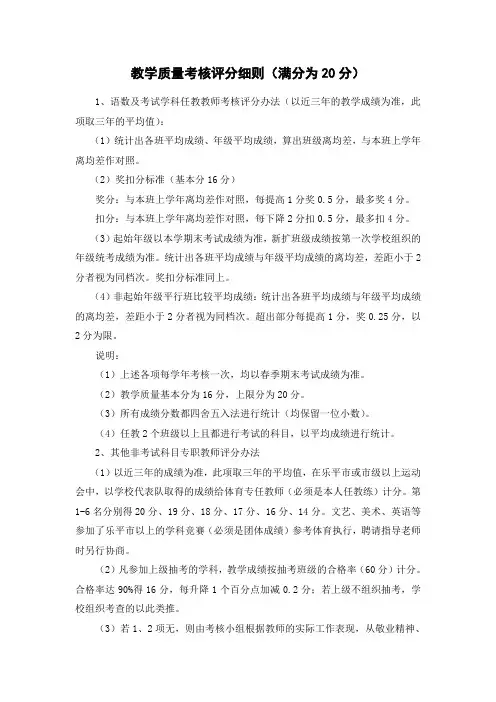 教学质量评分细则