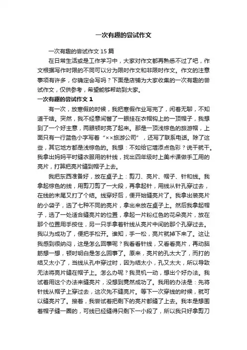 一次有趣的尝试作文