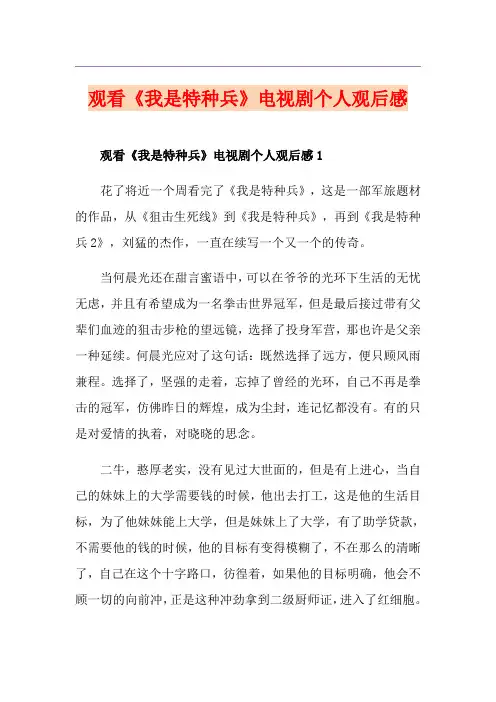 观看《我是特种兵》电视剧个人观后感